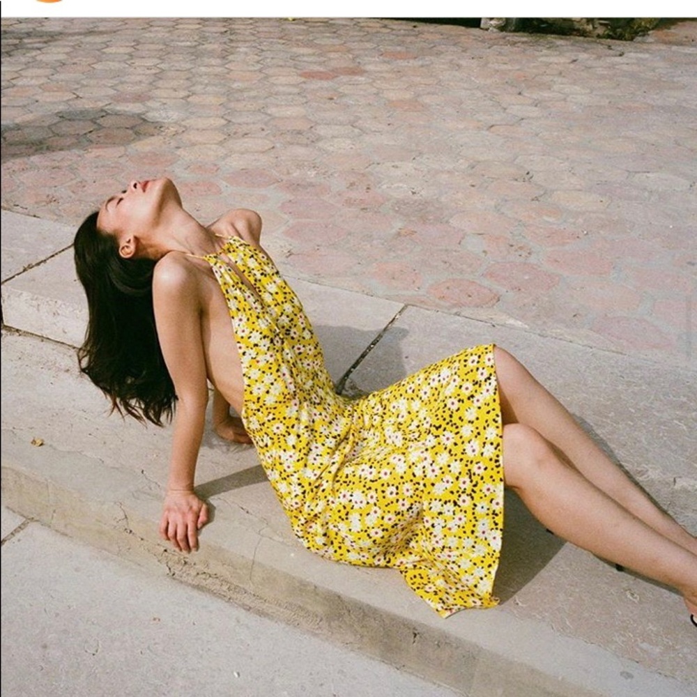 NWT Musier Paris Rouje Violetta Yellow Floral Midi Dress